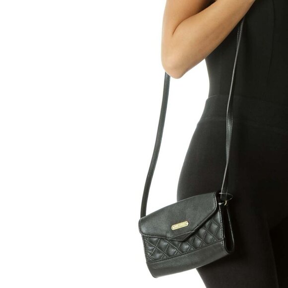 Anne Klein Black Quilted Wallet Size Crossbody Bag - Picture 2 of 3